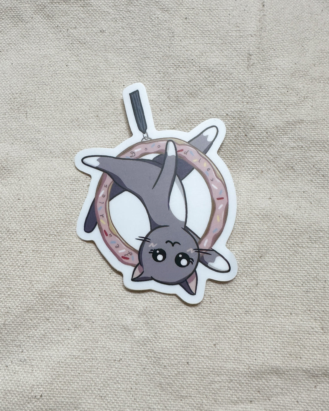 Cat on Donut Lyra Hoop Sticker (Matte)