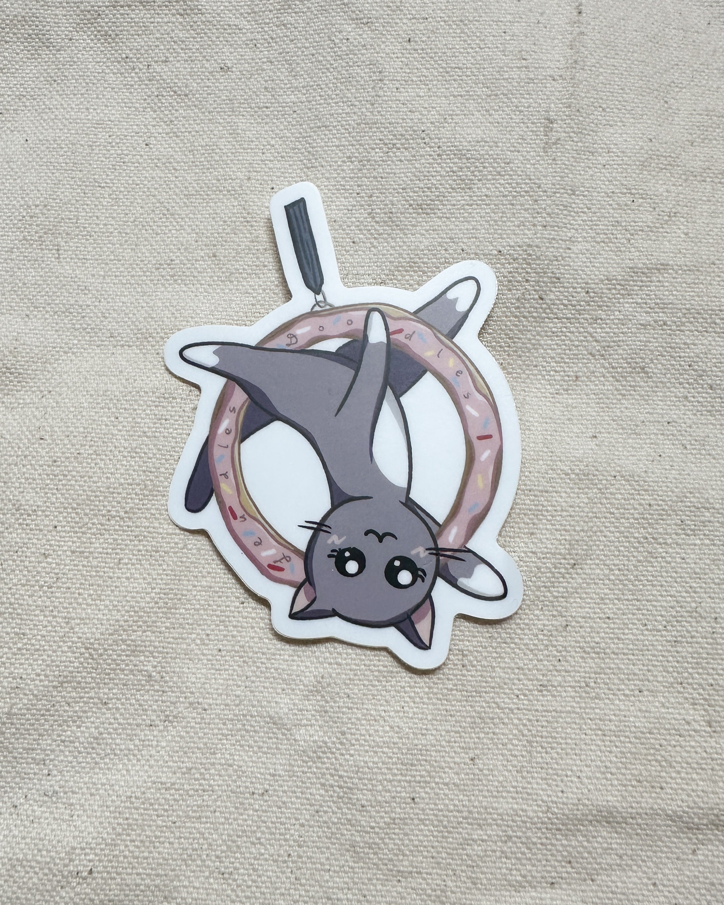 Cat on Donut Lyra Hoop Sticker (Matte)