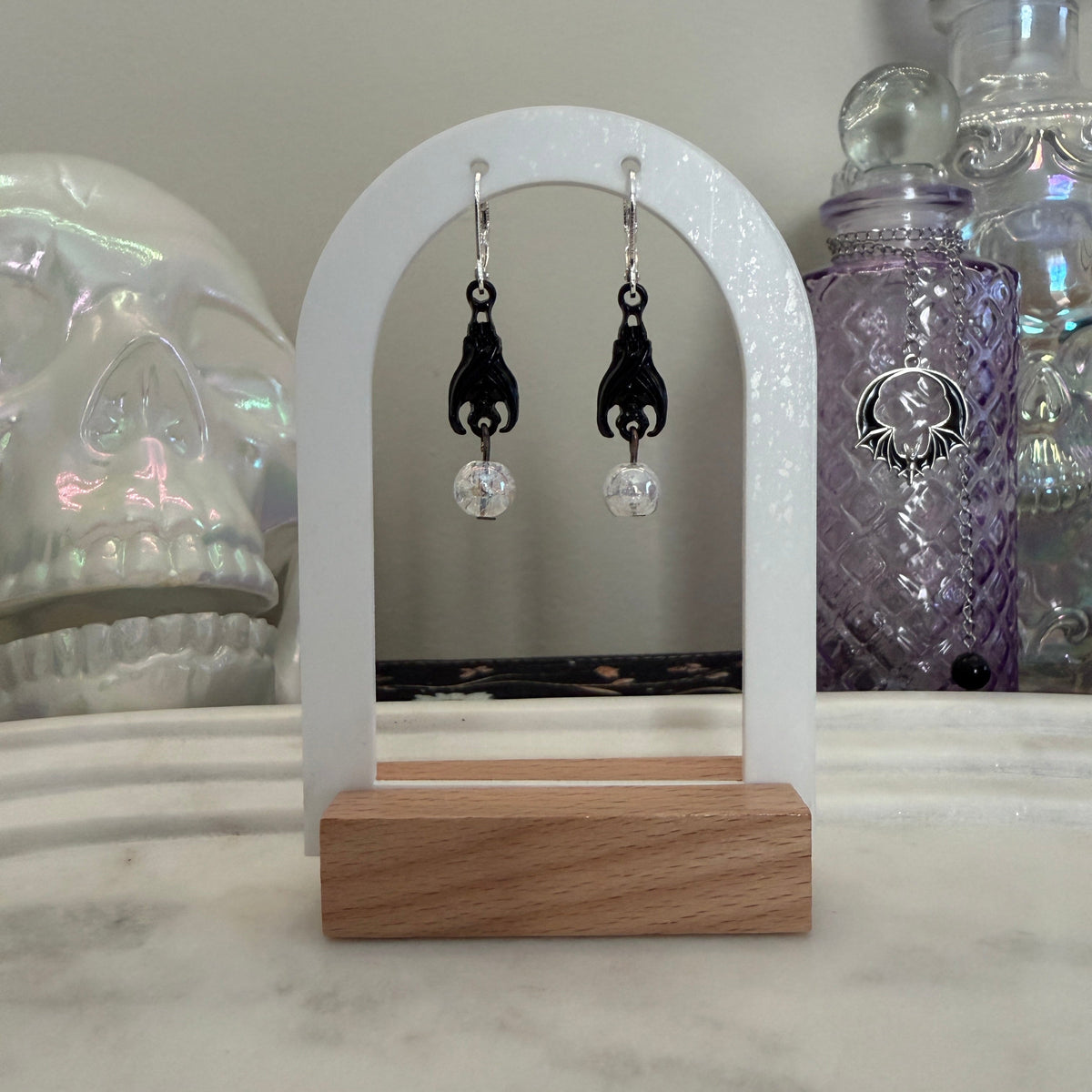 Limited Edition: Samhain Bat Cracked Angel Aura Bead Earrings
