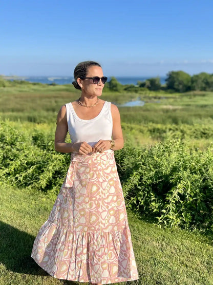 Blush Wild Dog Maxi Ruffle Wrap Skirt