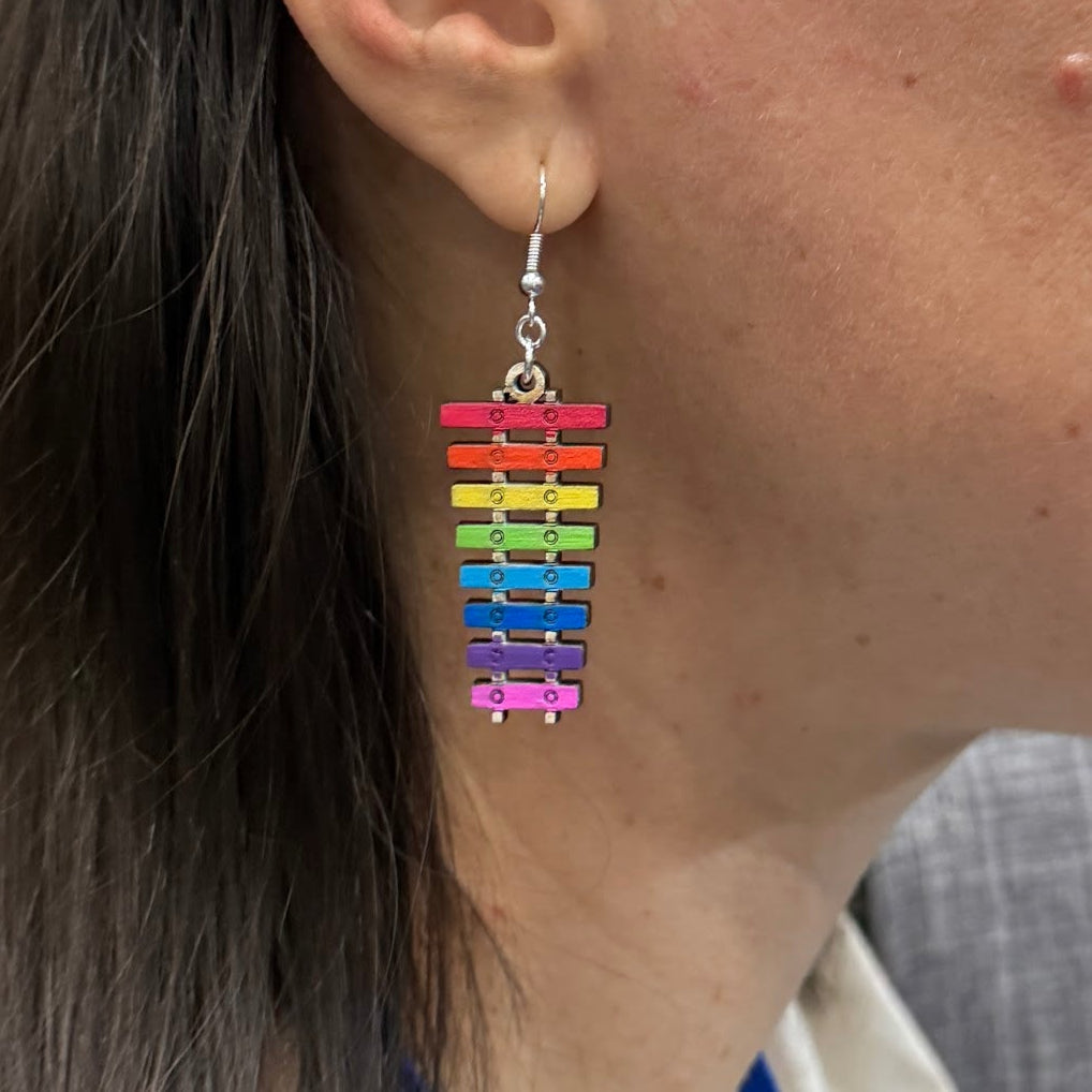 Rainbow Xylophone Wooden Earrings | Music Teacher Jewelry