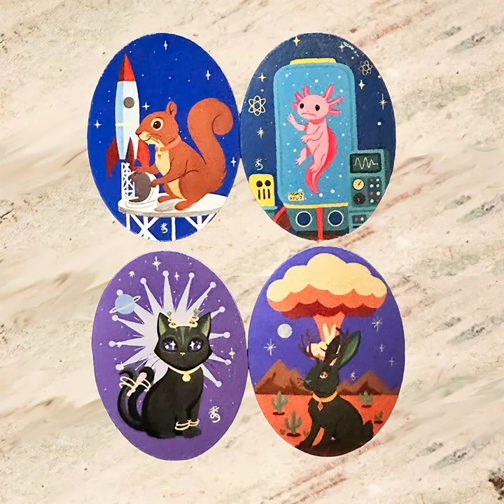 Atomic Age Sticker Pack, 4 Original Painting Decals