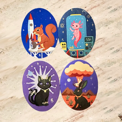 Atomic Age Sticker Pack, 4 Original Painting Decals