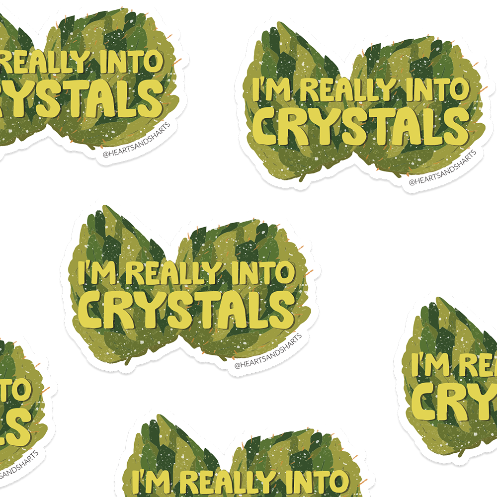 REALLY INTO CRYSTALS 3X3 ILLUSTRATED VINYL STICKER