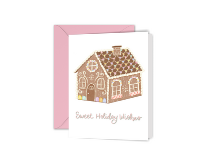 Pastel Gingerbread House Christmas Greeting Card