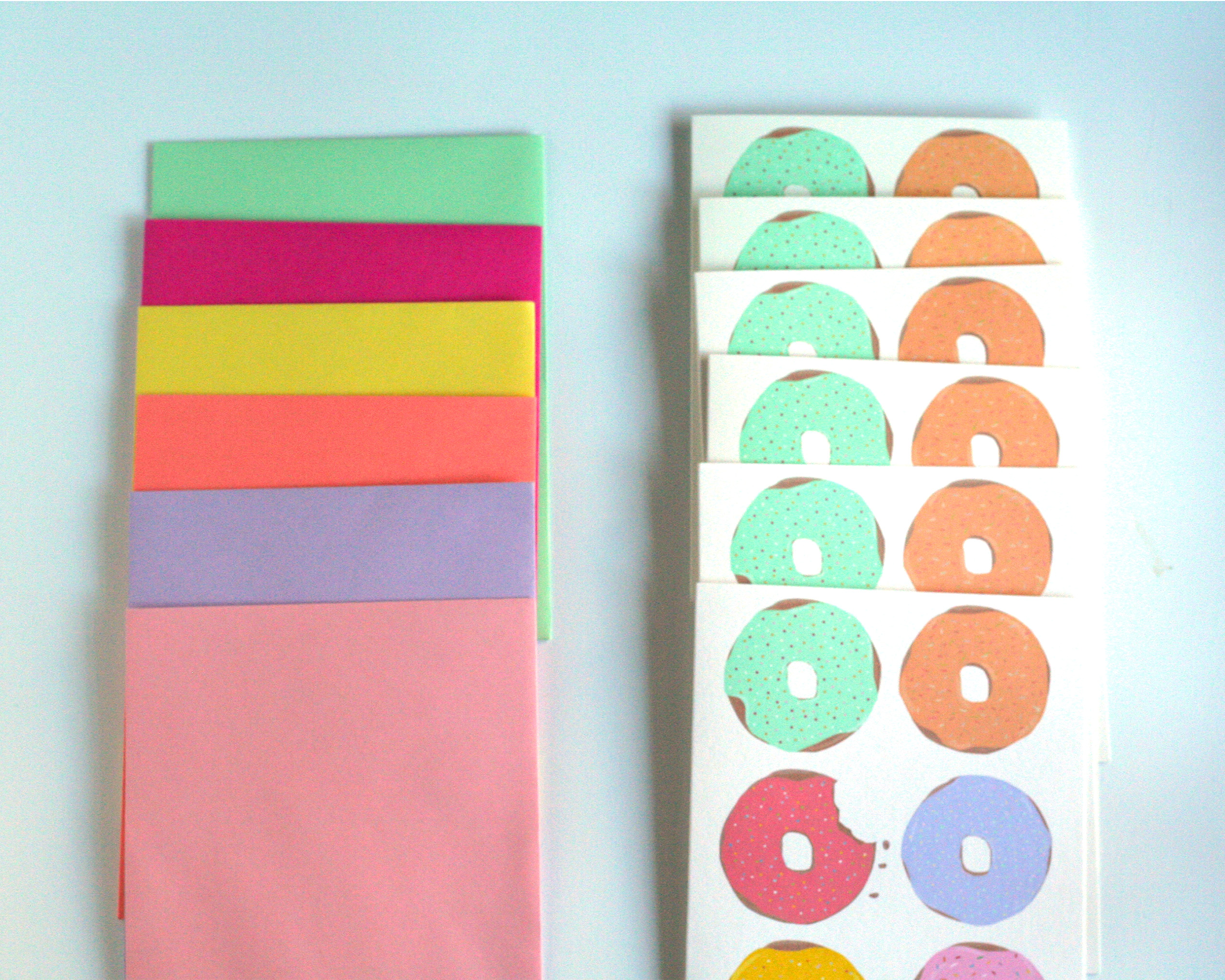 Illustrated Rainbow Donut Greeting Card Stationery Set