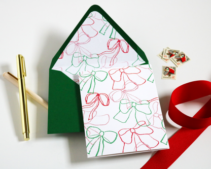Illustrated Holiday Bows Christmas Greeting Card