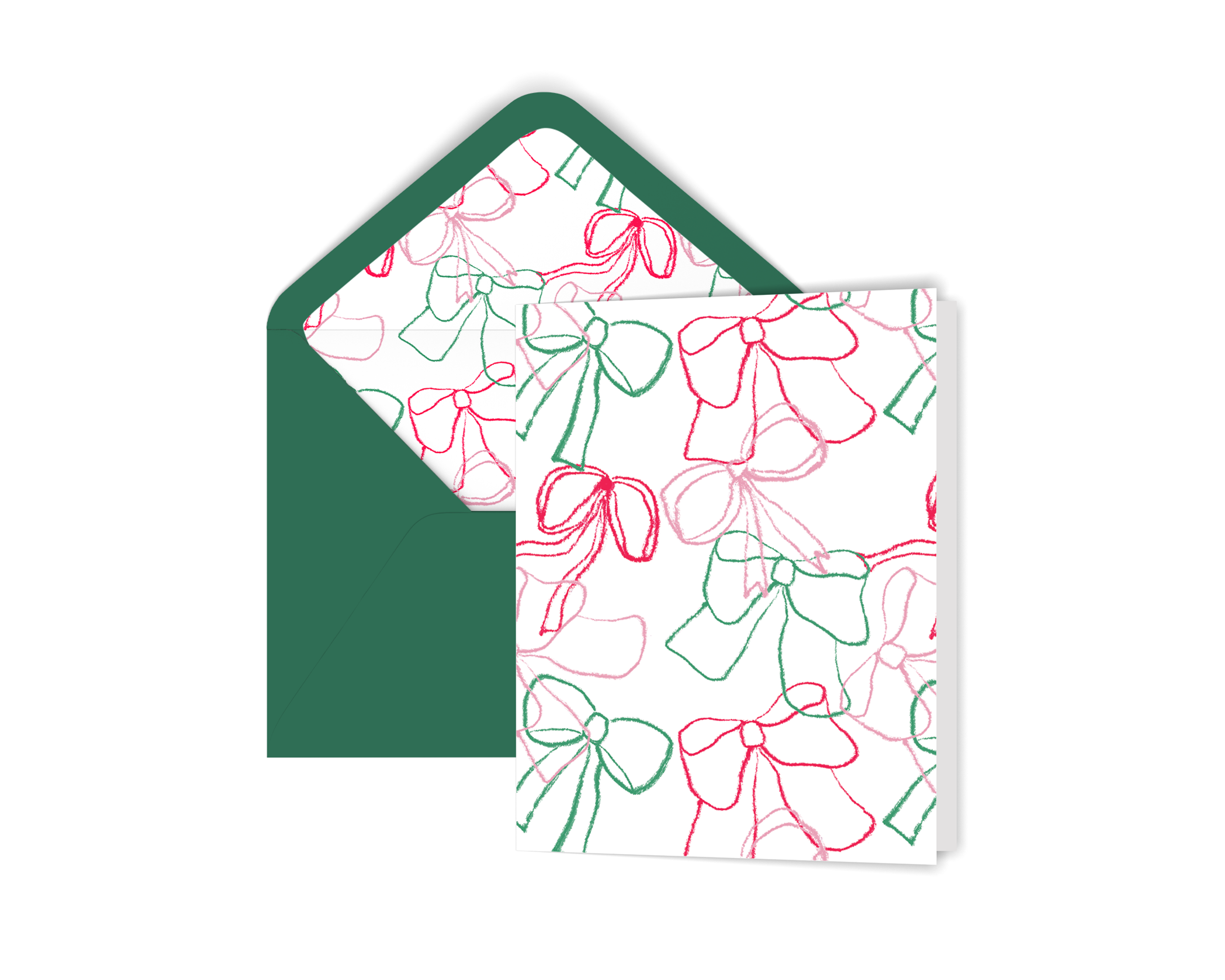 Illustrated Holiday Bows Christmas Greeting Card