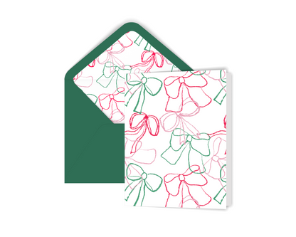 Illustrated Holiday Bows Christmas Greeting Card