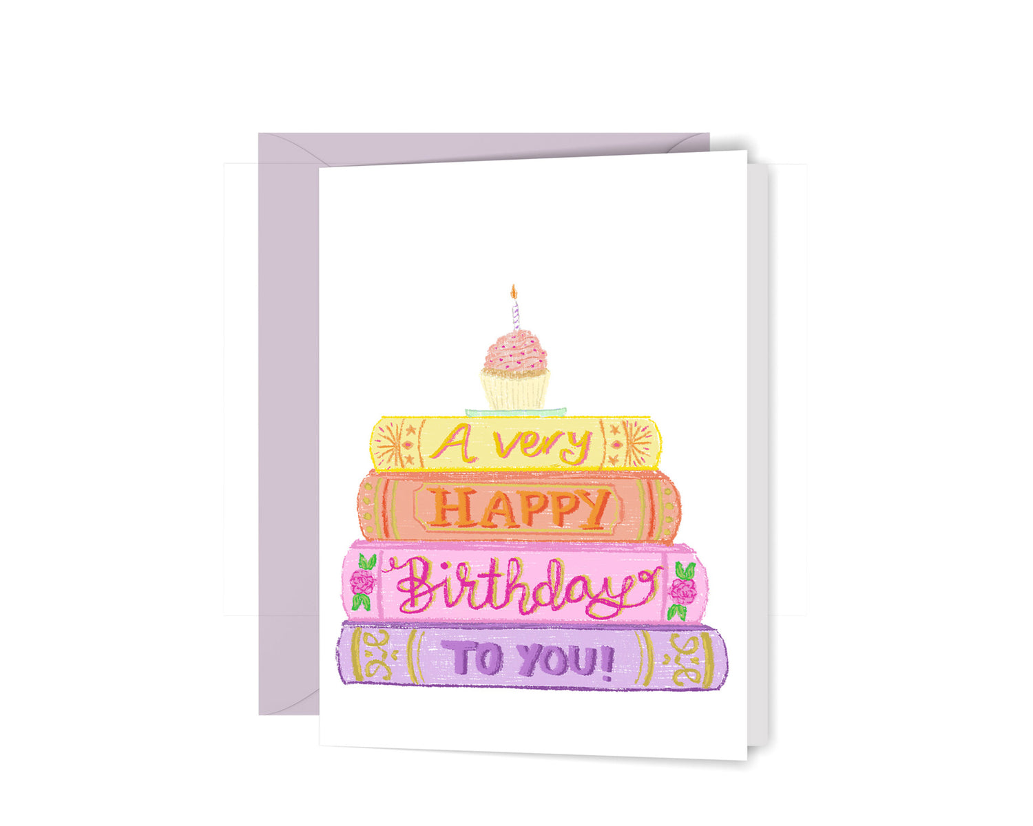 Stack of Books Birthday Greeting Card