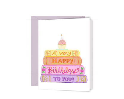 Stack of Books Birthday Greeting Card