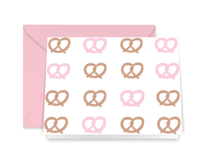 Illustrated Pink Pretzel Greeting Card Set