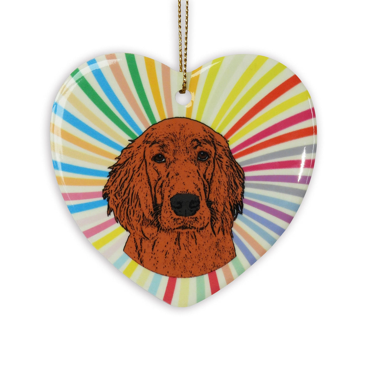 Irish Setter Ceramic Heart Ornament