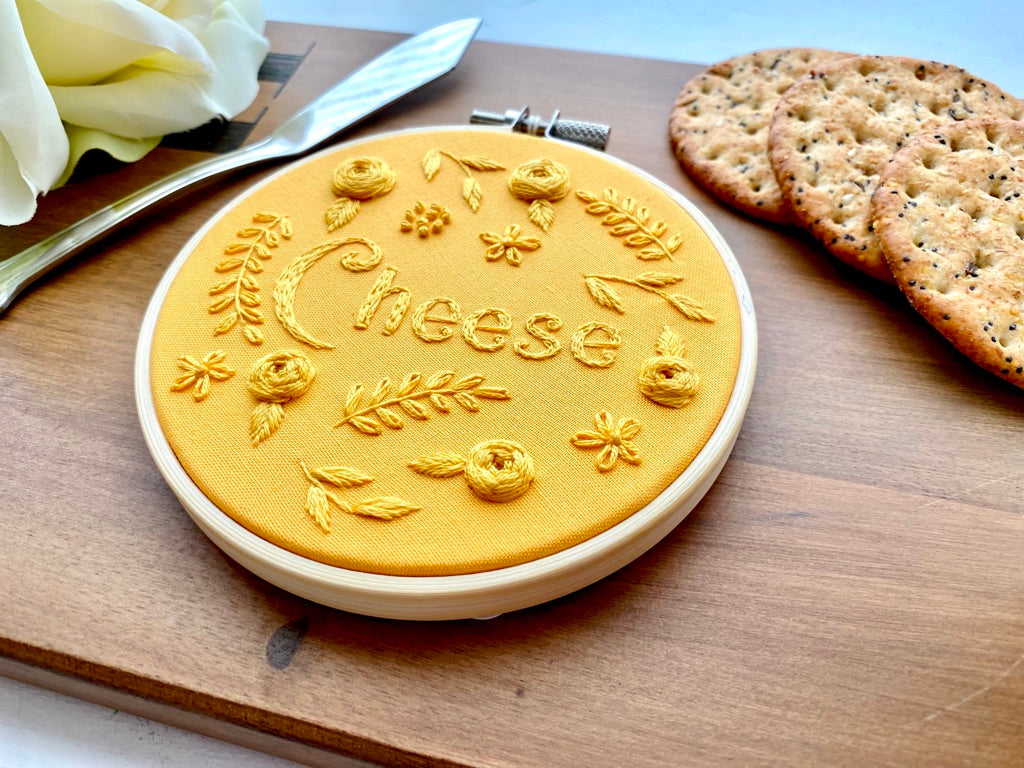 Cheese monochrome embroidery // PDF Pattern Download 4" Hoop