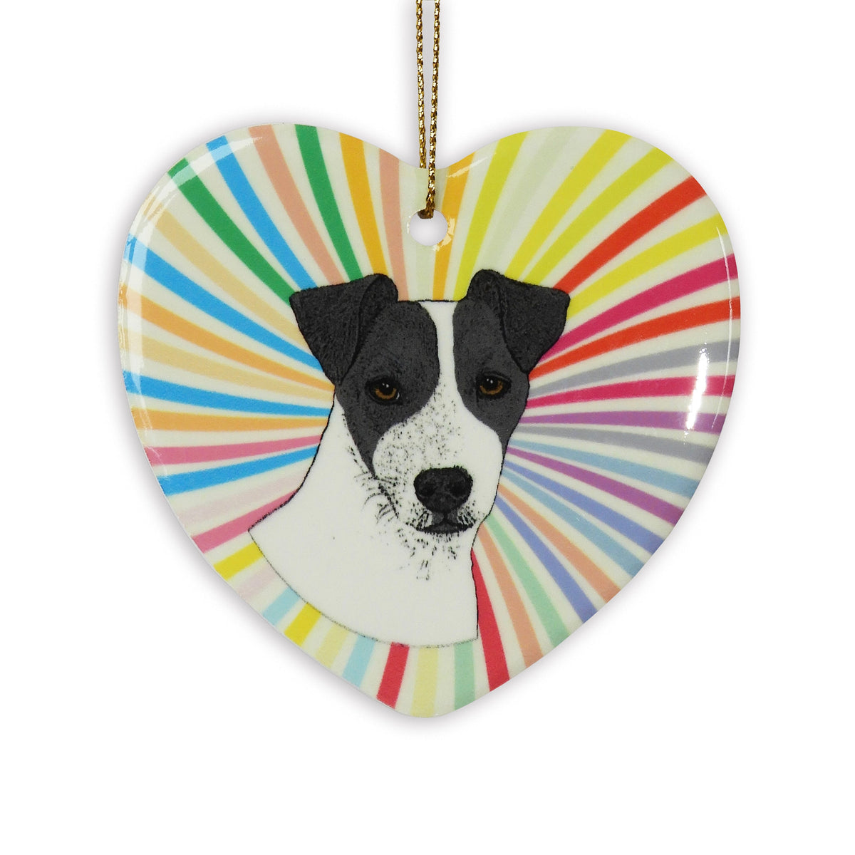Jack Russell Black Ceramic Heart Ornament