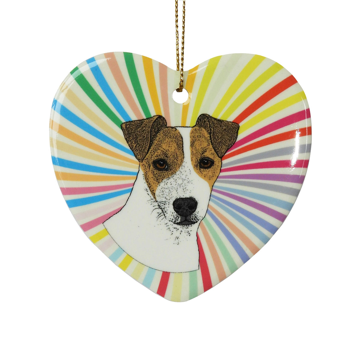 Jack Russell Ceramic Heart Ornament