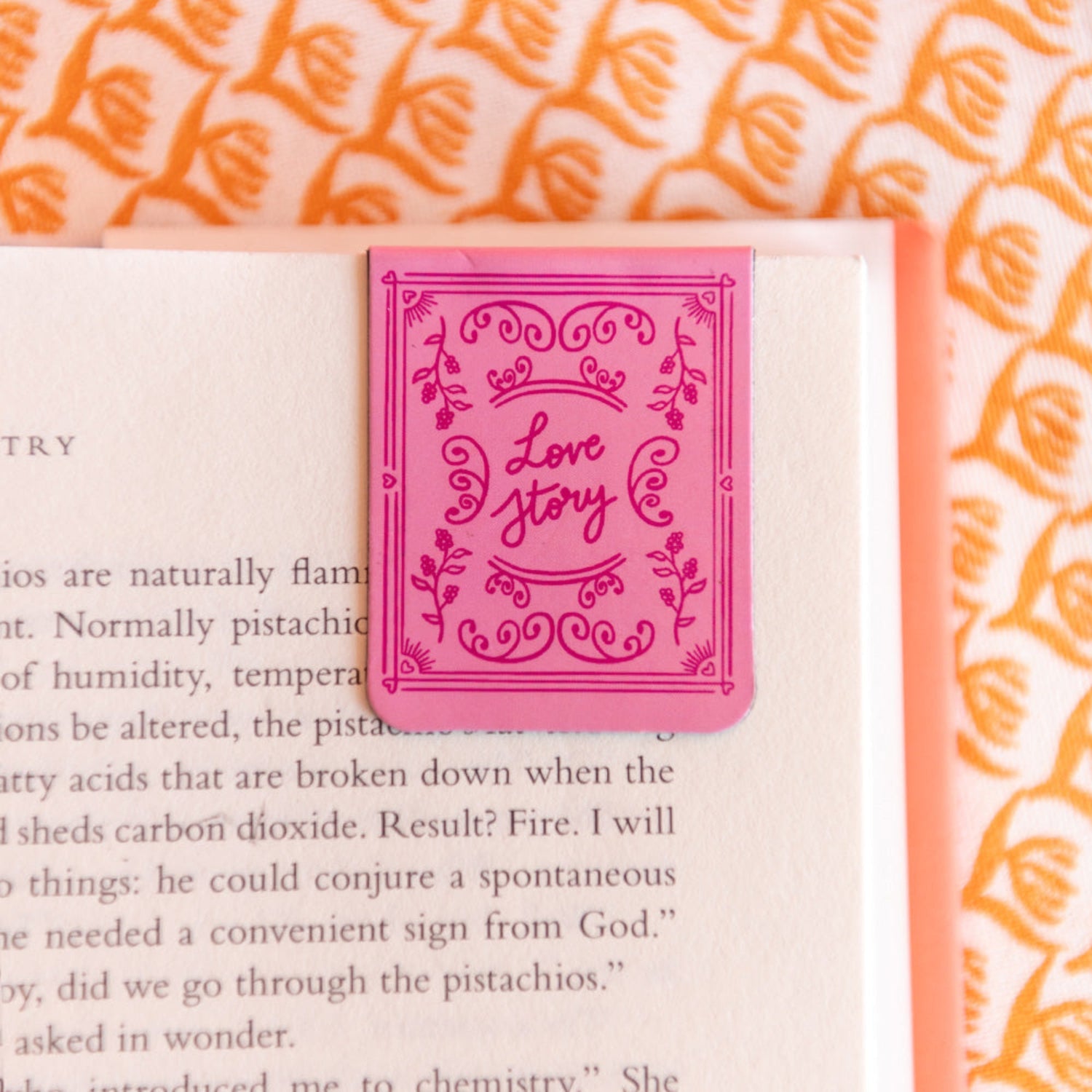 Book Club themed magnetic bookmark close-up showing illustrated design and ribbon tassel detail, Jollity &amp; Co.