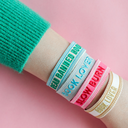 Book Club Themed Embroidered Bracelets, Jollity &amp; Co