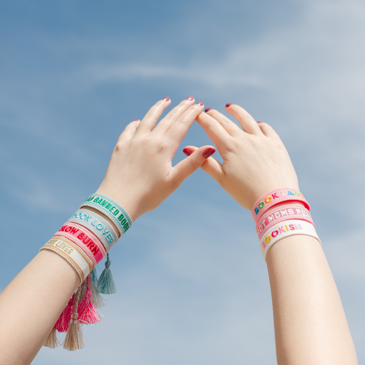 Book Club Themed Embroidered Bracelets, Jollity &amp; Co
