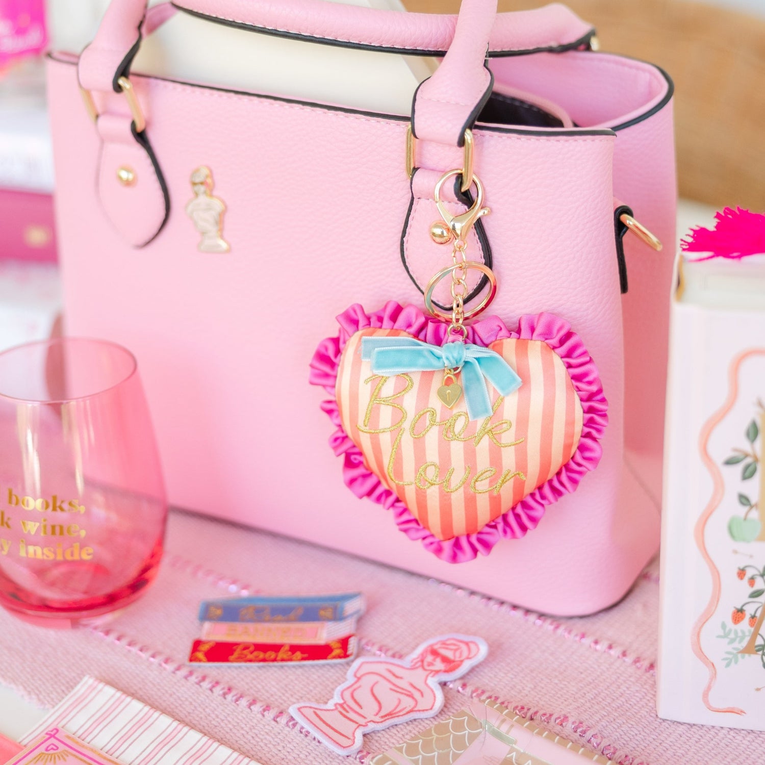 Book Lover Heart Bag Charm, Jollity &amp; Co