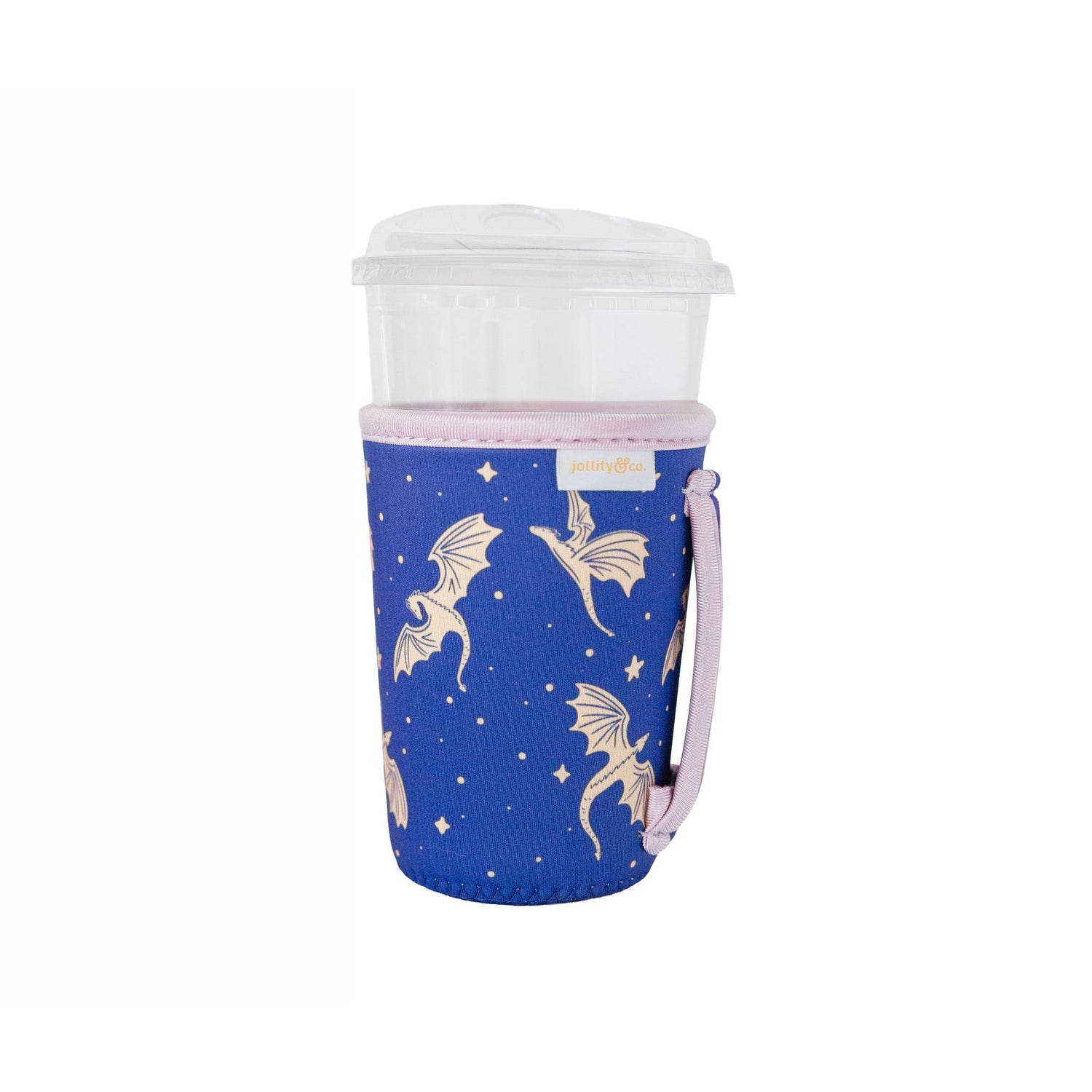 Fantasy Dragon print beverage sleeve with dragon illustration for fantasy and romantasy readers, Jollity &amp; Co.