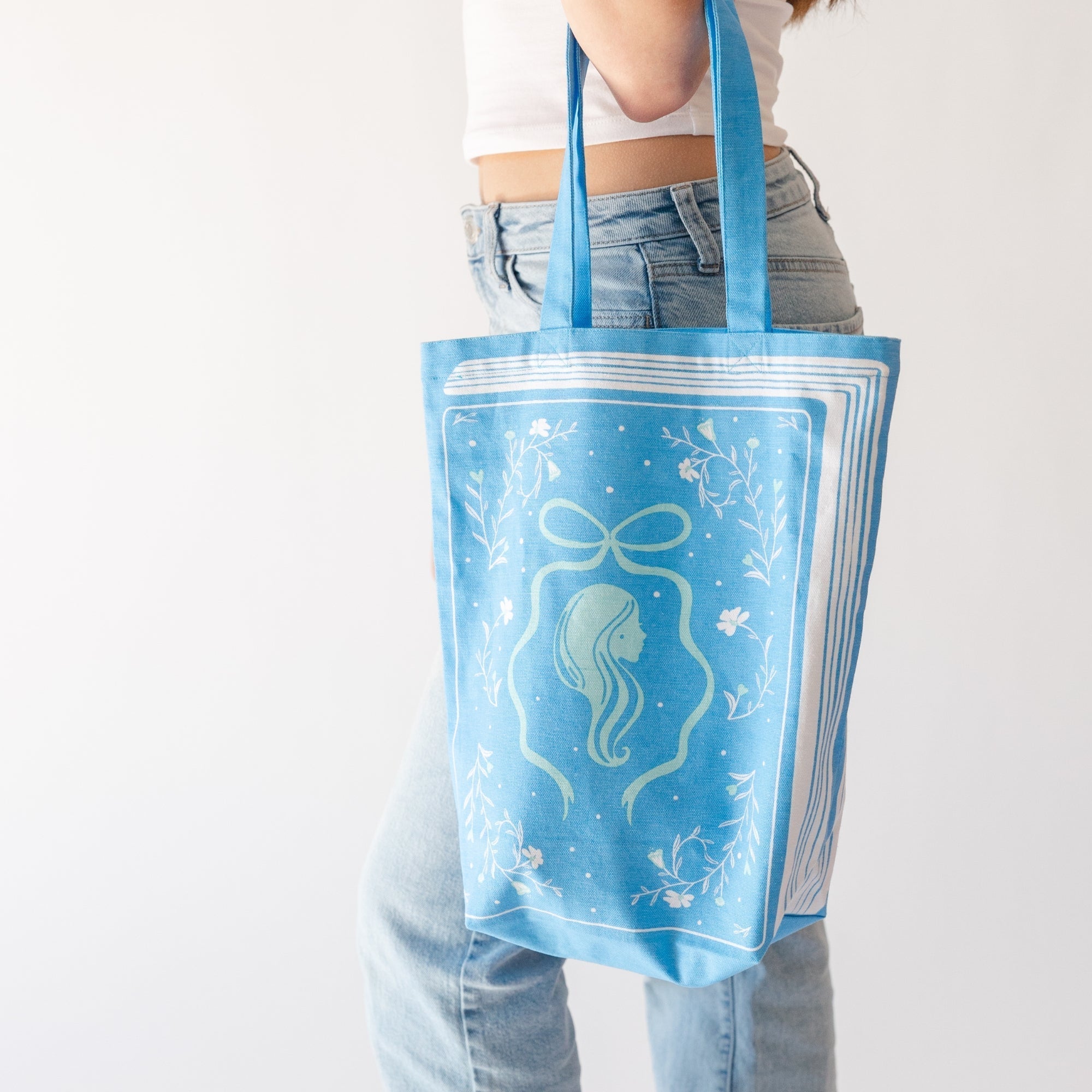 Silhouette Book Themed Canvas Tote Bag, Jollity &amp; Co