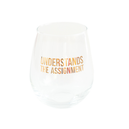 Witty "Understands the Assignment" Wine Glass, Jollity &amp; Co.