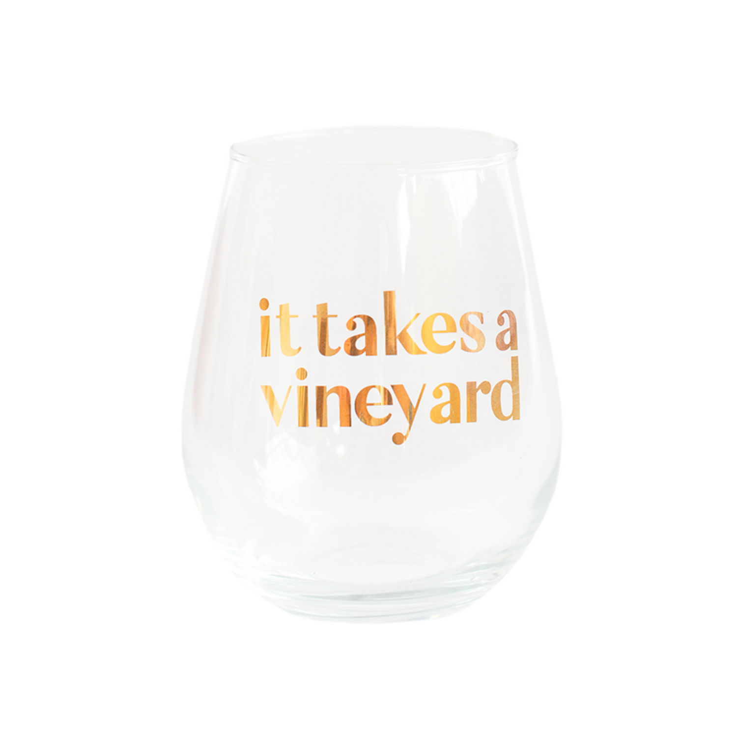 Witty "it takes a vineyard" Wine Glass, Jollity &amp; Co.