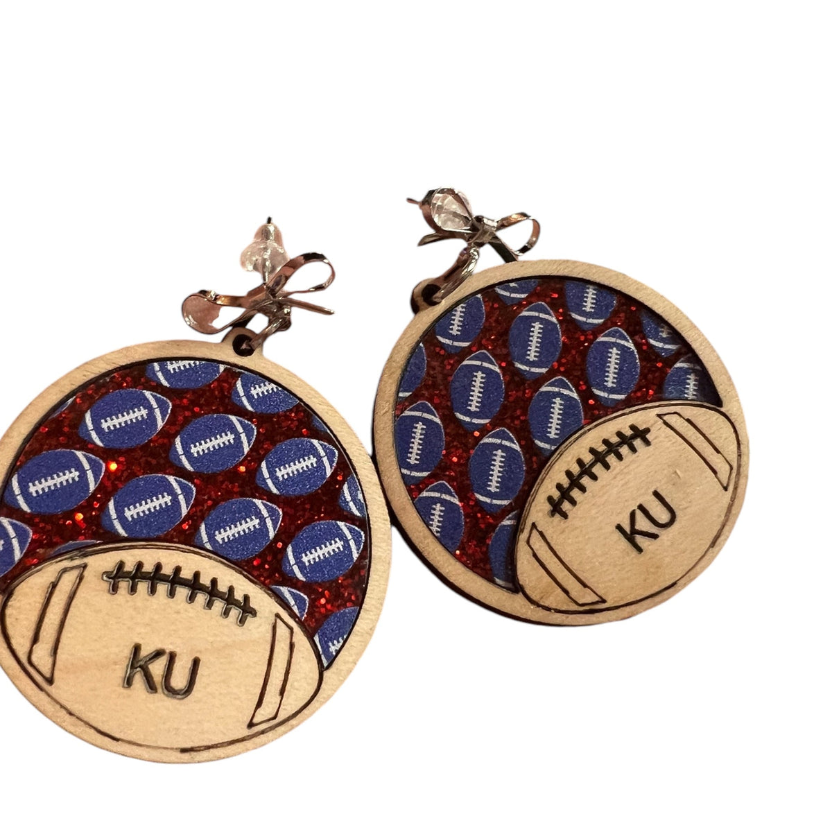 KU Wood And Acrylic Earrings 