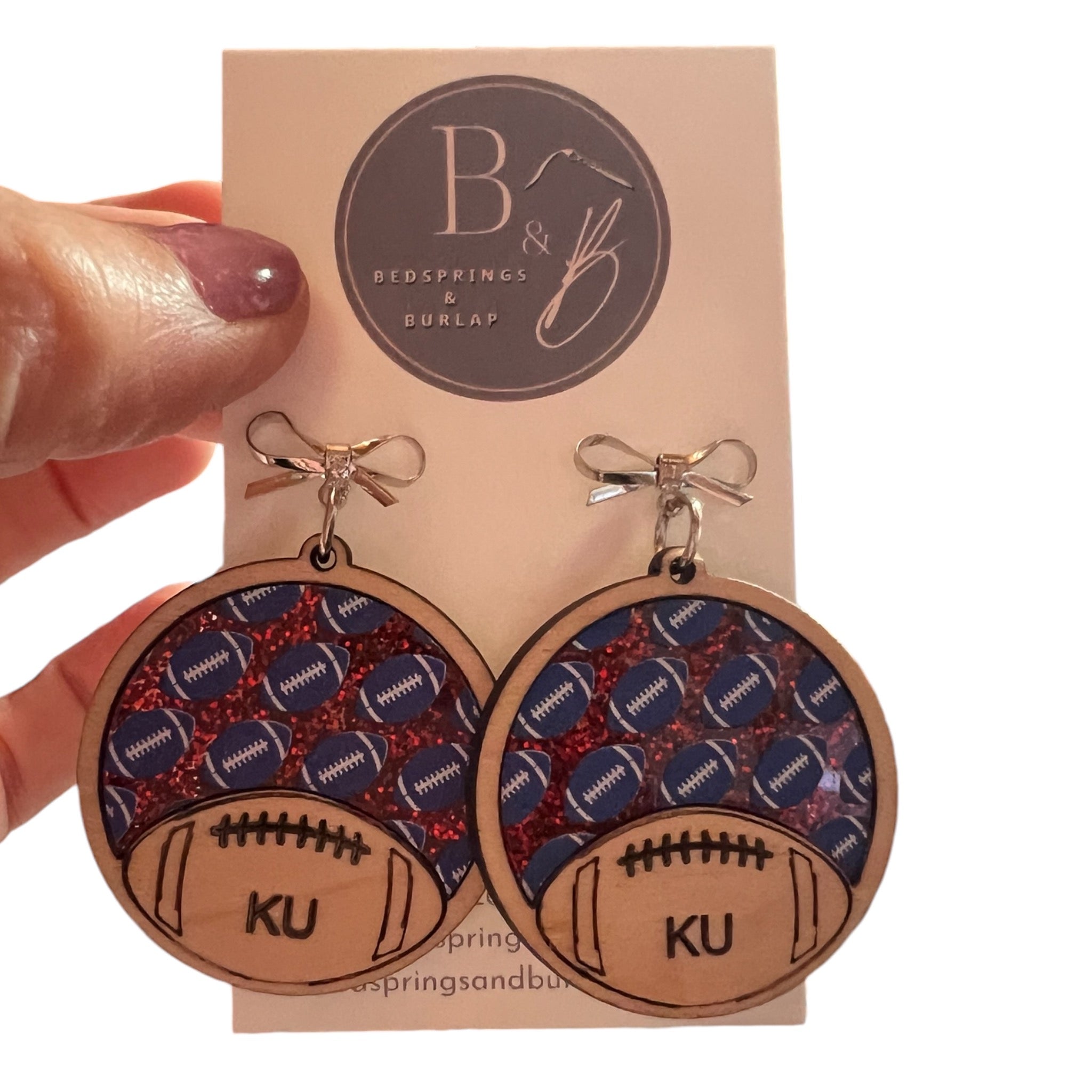KU Wood And Acrylic Earrings 