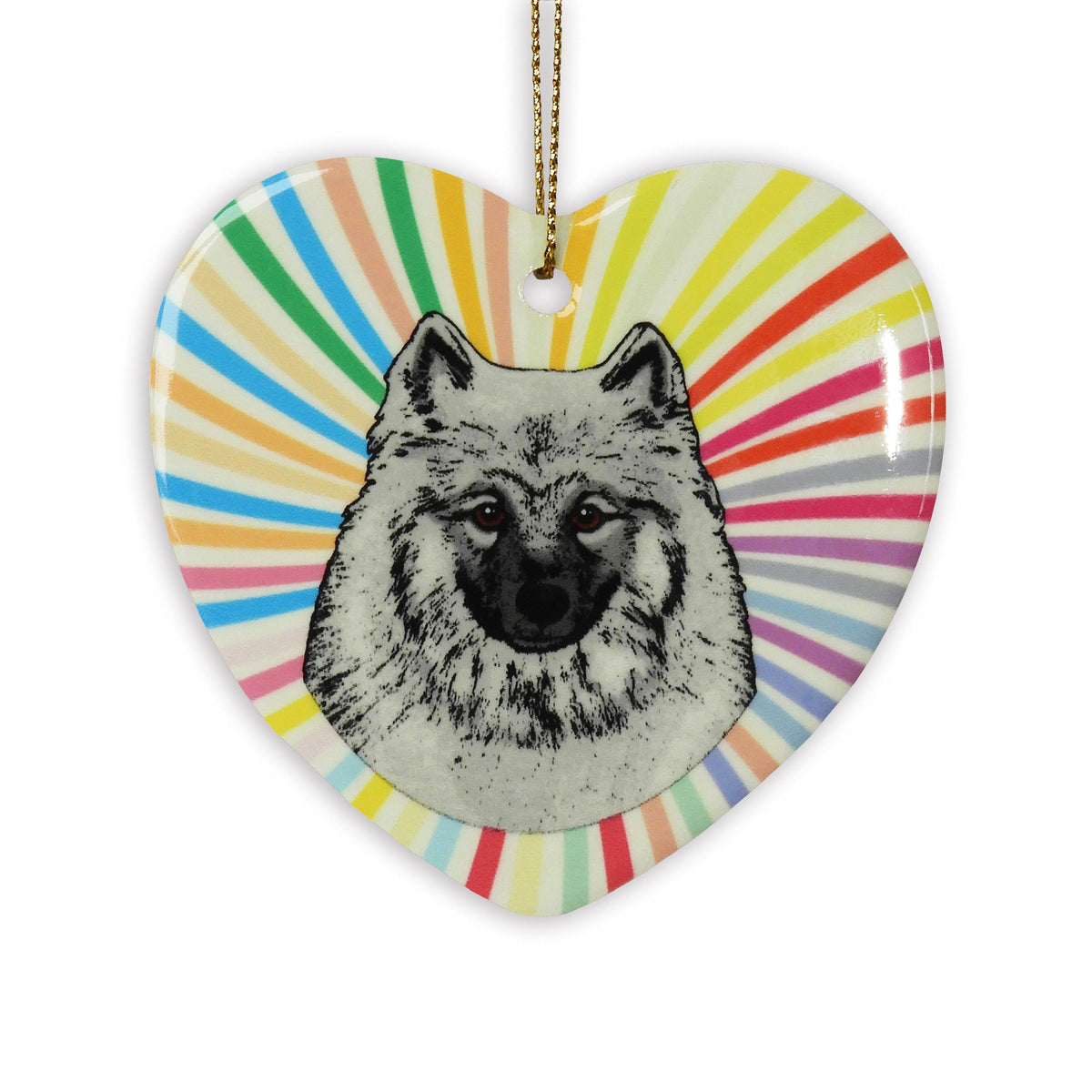 Keeshond Ceramic Heart Ornament