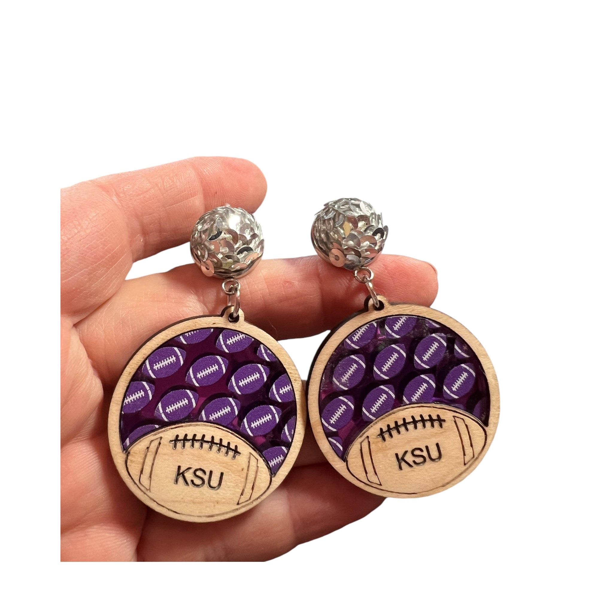 KSU Wood and Acrylic Earrings 
