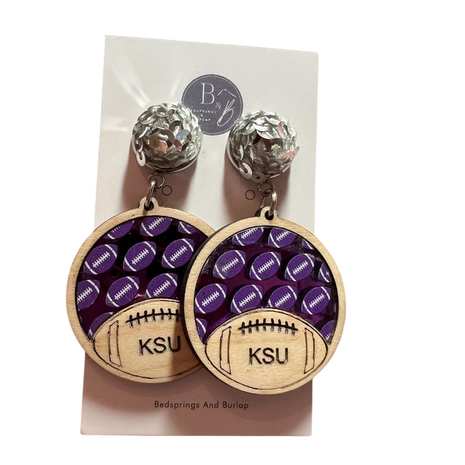 KSU Wood and Acrylic Earrings 