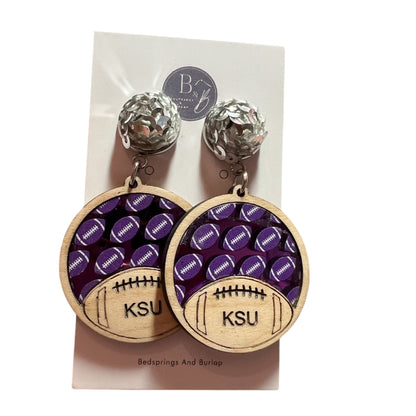 KSU Wood and Acrylic Earrings 