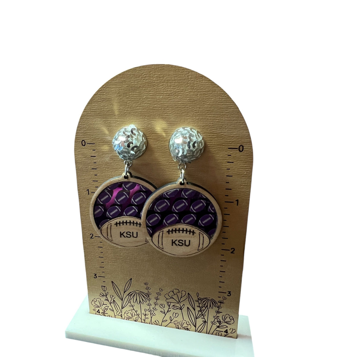 KSU Wood and Acrylic Earrings 
