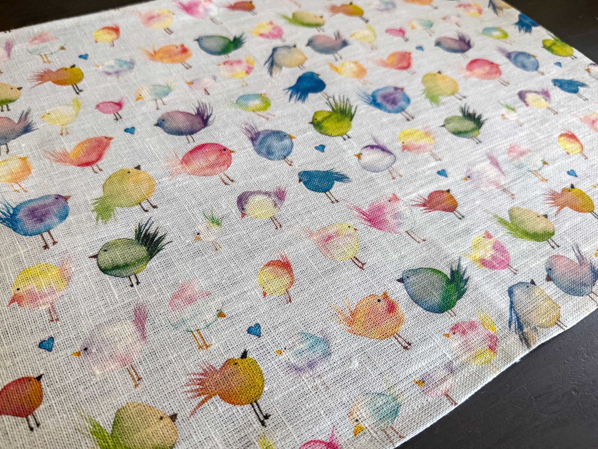 floofy birds european linen placemats