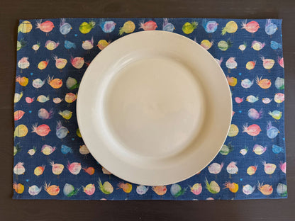 floofy birds european linen placemats