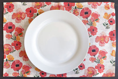 ember poppies european linen placemats