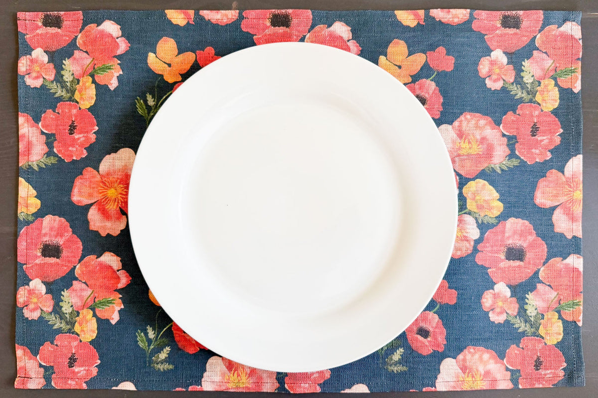 ember poppies european linen placemats