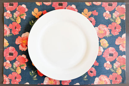 ember poppies european linen placemats
