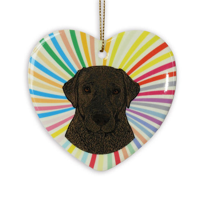 Lab Chocolate Ceramic Heart Ornament