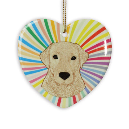 Lab Yellow ceramic Heart Ornament