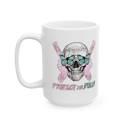 Protect the Dolls Ceramic Mug — Cute Gothic Coffee Cup (11oz, 15oz)