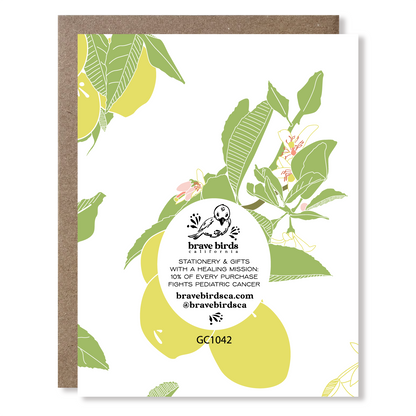 Greeting card back wiht continued design and brand information