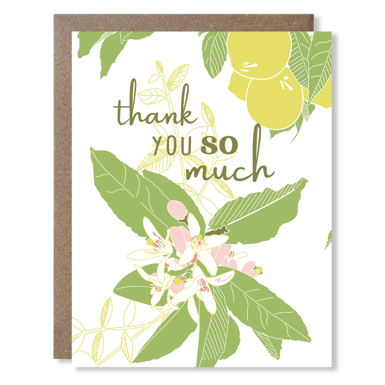 Greeting card with lemon tree floral design and &