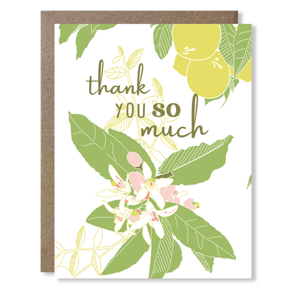 Greeting card with lemon tree floral design and &