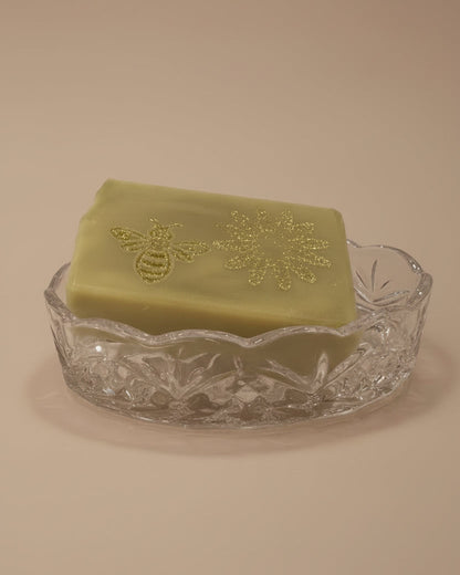 Lemongrass Soap in a Crystal Soap Dish