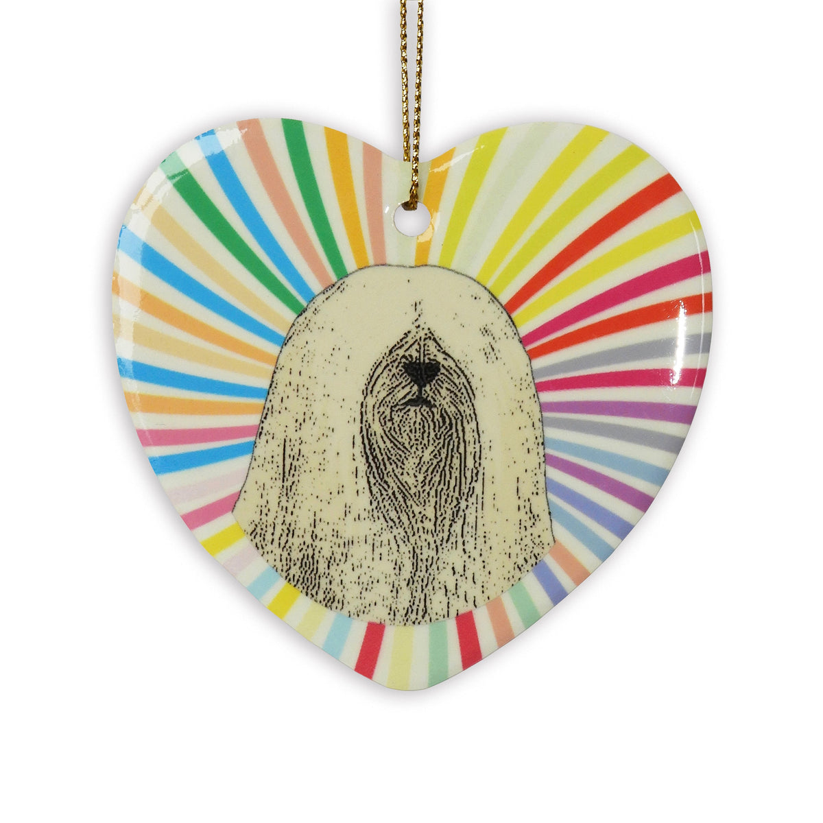 Lhasa Apso Ceramic Heart Ornament