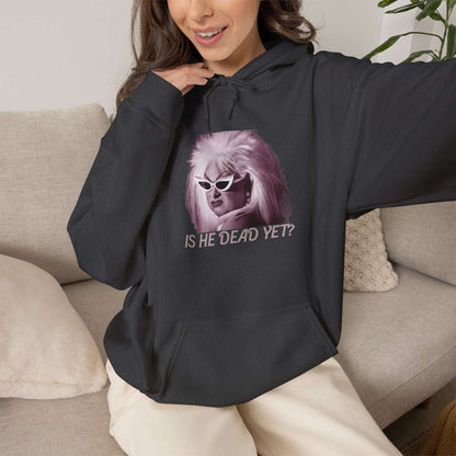 Is He Dead Yet? Divine Portrait Hoodie — Retro Drag Statement Pullover