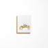 Greeting card with a gold crab illustration on a white background